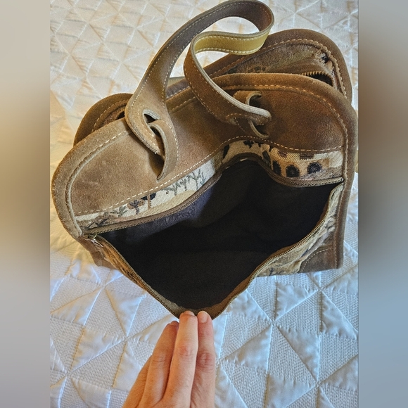 Vintage The French Company Suede Countryside Tapestry Luggage Handbag - Picture 9 of 13